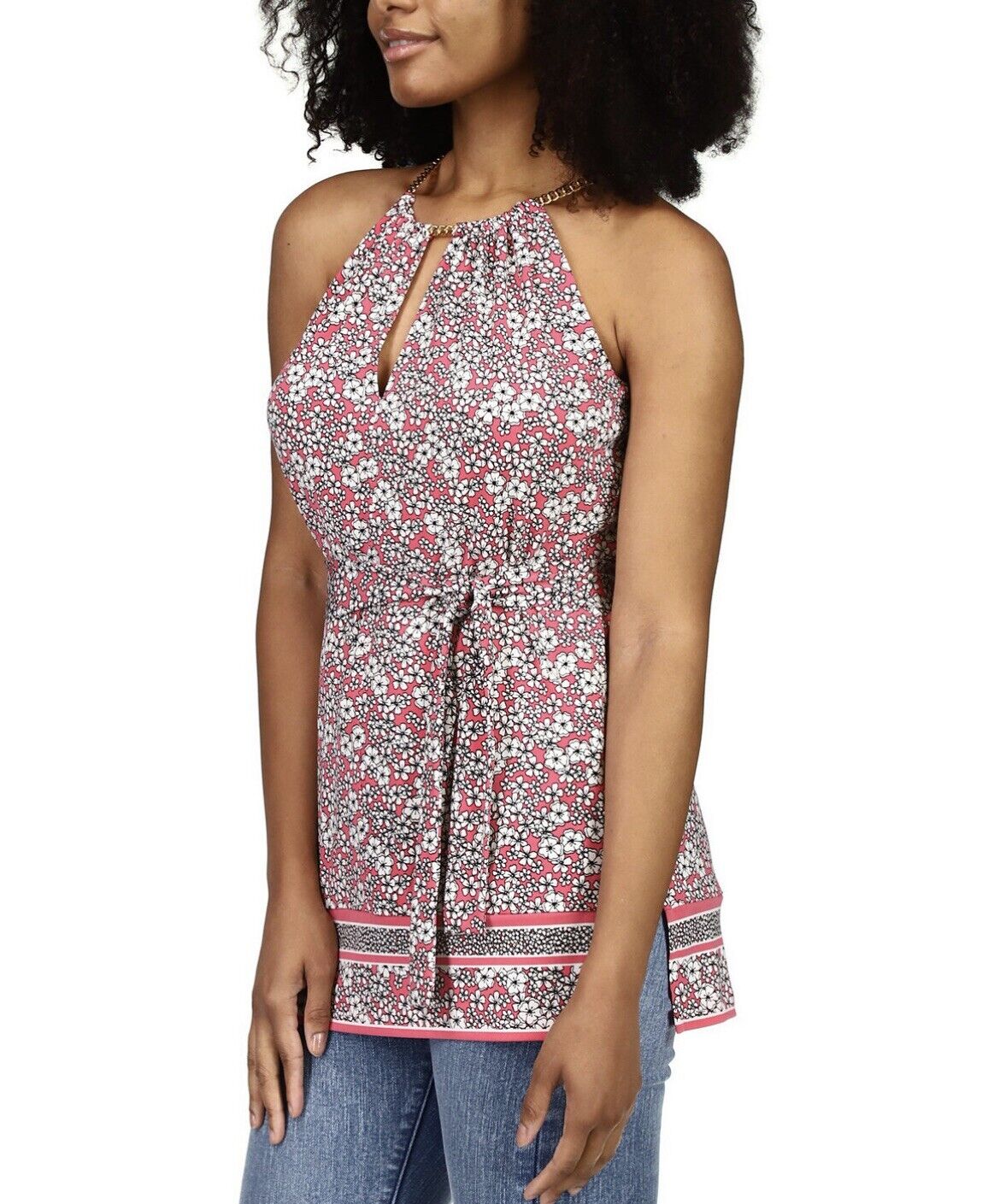 Michael Michael Kors Floral-Print Chain Halter Tunic